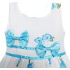 Sunny Fashion Girls Dress Rose Flower Double Bow Tie Party Sundress(Blue)