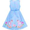 Sunny Fashion Girls Dress Rose Flower Double Bow Tie Party Sundress(Blue Unicorn)