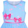 Sunny Fashion Girls Dress Rose Flower Double Bow Tie Party Sundress(Blue Unicorn)