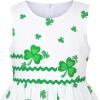 Sunny Fashion Girls Dress Rose Flower Double Bow Tie Party Sundress(Green Clover)