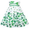 Sunny Fashion Girls Dress Rose Flower Double Bow Tie Party Sundress(Green Clover)