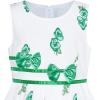 Sunny Fashion Girls Dress Rose Flower Double Bow Tie Party Sundress(Green Flower)