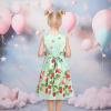 Sunny Fashion Girls Dress Rose Flower Double Bow Tie Party Sundress(Light Green)