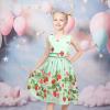 Sunny Fashion Girls Dress Rose Flower Double Bow Tie Party Sundress(Light Green)