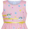 Sunny Fashion Girls Dress Rose Flower Double Bow Tie Party Sundress(Light Pink)