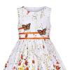 Sunny Fashion Girls Dress Rose Flower Double Bow Tie Party Sundress(Orange)