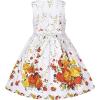 Sunny Fashion Girls Dress Rose Flower Double Bow Tie Party Sundress(Orange)