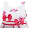 Sunny Fashion Girls Dress Rose Flower Double Bow Tie Party Sundress(Pink)