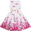 Sunny Fashion Girls Dress Rose Flower Double Bow Tie Party Sundress(Pink)