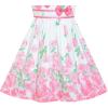 Sunny Fashion Girls Dress Rose Flower Double Bow Tie Party Sundress(Pink Flower)