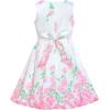 Sunny Fashion Girls Dress Rose Flower Double Bow Tie Party Sundress(Pink Flower)
