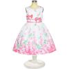 Sunny Fashion Girls Dress Rose Flower Double Bow Tie Party Sundress(Pink Flower)