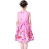 Sunny Fashion Girls Dress Rose Flower Double Bow Tie Party Sundress(Pink Flower Butterfly)