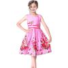 Sunny Fashion Girls Dress Rose Flower Double Bow Tie Party Sundress(Pink Flower Butterfly)