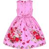 Sunny Fashion Girls Dress Rose Flower Double Bow Tie Party Sundress(Pink Flower Butterfly)