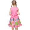 Sunny Fashion Girls Dress Rose Flower Double Bow Tie Party Sundress(Pink Green)
