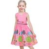 Sunny Fashion Girls Dress Rose Flower Double Bow Tie Party Sundress(Pink Green)