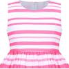 Sunny Fashion Girls Dress Rose Flower Double Bow Tie Party Sundress(Pink Striped)