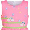 Sunny Fashion Girls Dress Rose Flower Double Bow Tie Party Sundress(Pink Unicorn)