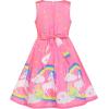 Sunny Fashion Girls Dress Rose Flower Double Bow Tie Party Sundress(Pink Unicorn)