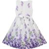 Sunny Fashion Girls Dress Rose Flower Double Bow Tie Party Sundress(Purple)
