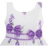 Sunny Fashion Girls Dress Rose Flower Double Bow Tie Party Sundress(Purple)