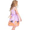Sunny Fashion Girls Dress Rose Flower Double Bow Tie Party Sundress(Purple Pumpkin)