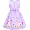 Sunny Fashion Girls Dress Rose Flower Double Bow Tie Party Sundress(Purple Unicorn)