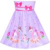 Sunny Fashion Girls Dress Rose Flower Double Bow Tie Party Sundress(Purple Unicorn)