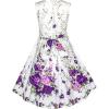 Sunny Fashion Girls Dress Rose Flower Double Bow Tie Party Sundress(Purple White)