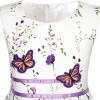 Sunny Fashion Girls Dress Rose Flower Double Bow Tie Party Sundress(Purple White)