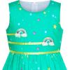 Sunny Fashion Girls Dress Rose Flower Double Bow Tie Party Sundress(Turquoise)