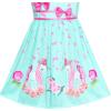 Sunny Fashion Girls Dress Rose Flower Double Bow Tie Party Sundress(Turquoise Unicorn)