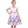 Sunny Fashion Girls Dress Rose Flower Double Bow Tie Party Sundress(White Purple)