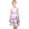Sunny Fashion Girls Dress Rose Flower Double Bow Tie Party Sundress(White Purple)