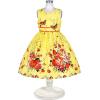 Sunny Fashion Girls Dress Rose Flower Double Bow Tie Party Sundress(Yellow Flower Butterfly)