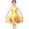 Sunny Fashion Girls Dress Rose Flower Double Bow Tie Party Sundress(Yellow Flower Butterfly)