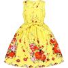 Sunny Fashion Girls Dress Rose Flower Double Bow Tie Party Sundress(Yellow Flower Butterfly)