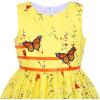 Sunny Fashion Girls Dress Rose Flower Double Bow Tie Party Sundress(Yellow Flower Butterfly)