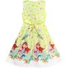 Sunny Fashion Girls Dress Rose Flower Double Bow Tie Party Sundress(Yellow Mermaid)