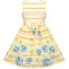 Sunny Fashion Girls Dress Rose Flower Double Bow Tie Party Sundress(Yellow Striped)