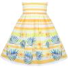 Sunny Fashion Girls Dress Rose Flower Double Bow Tie Party Sundress(Yellow Striped)