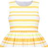 Sunny Fashion Girls Dress Rose Flower Double Bow Tie Party Sundress(Yellow Striped)