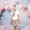 Sunny Fashion Girls Dress Sailor School Uniform Navy Suit Size 6-14(Beige Plaid)