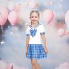 Sunny Fashion Girls Dress Sailor School Uniform Navy Suit Size 6-14(Blue Plaid)