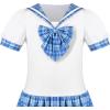 Sunny Fashion Girls Dress Sailor School Uniform Navy Suit Size 6-14(Blue Plaid)