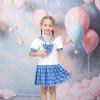 Sunny Fashion Girls Dress Sailor School Uniform Navy Suit Size 6-14(Blue Plaid)