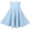 Sunny Fashion Girls Dress School Uniform Letter Print Sleeveless Ruffle Dress(Sky Blue)