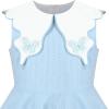 Sunny Fashion Girls Dress School Uniform Letter Print Sleeveless Ruffle Dress(Sky Blue)