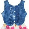 Sunny Fashion Girls Dress Skirt Blue Denim Floral Dress Bow Tie Casual Beach $